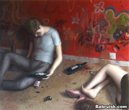 пьяные мерзкие животные нажрались в подворотне к хуям собачьим...